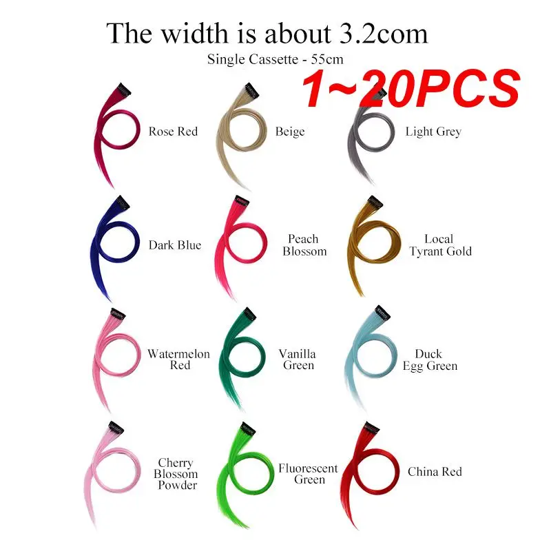 

1~20PCS 45cm/Pc 15Colors Fake Hair Extensions with Invisible Black Hair Clips Heat Resistant Straight For Women Styling Tool