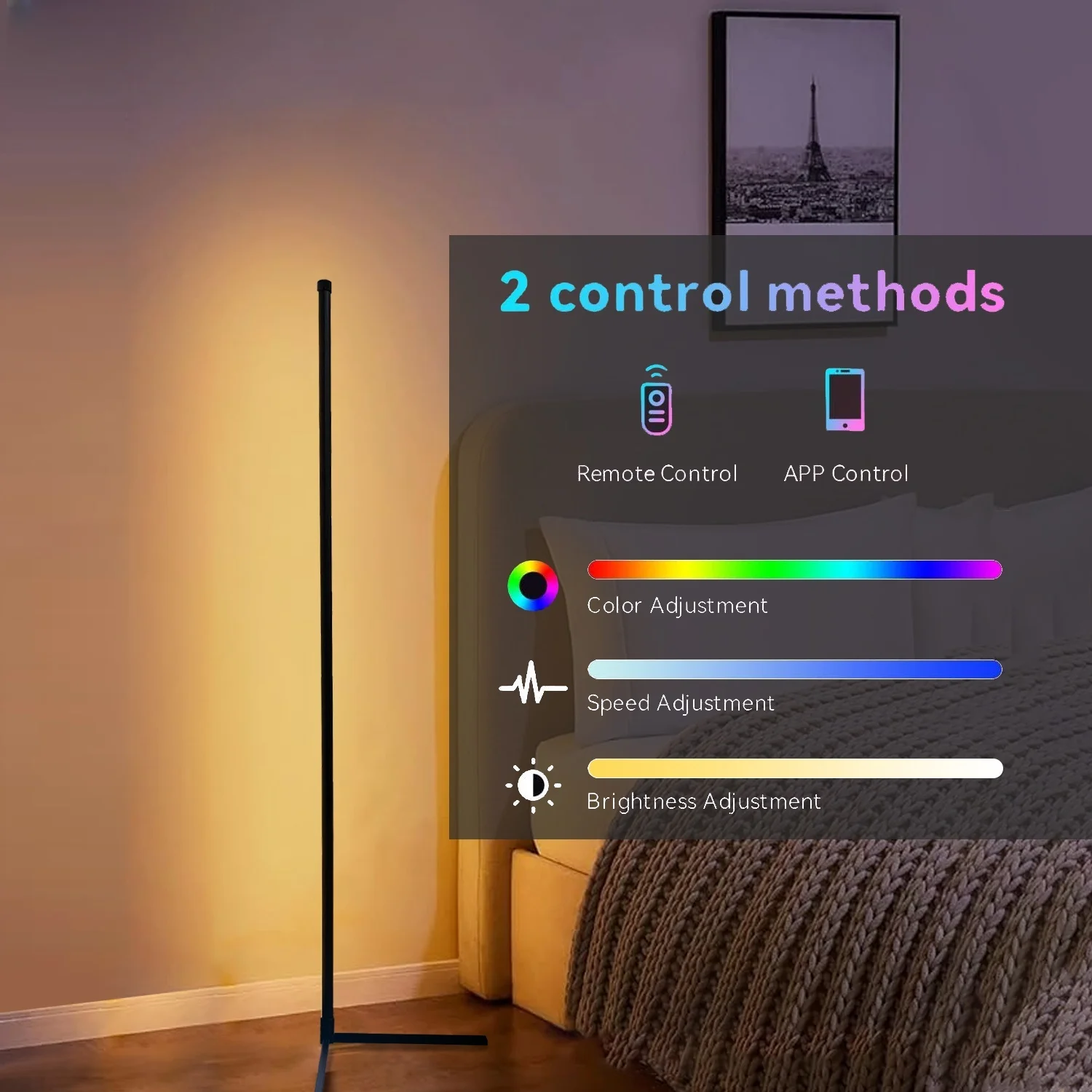 RGB LED Smart Modern Floor Lamp Music Synchronization 16 Million DIY Color Change for Gaming Room Parties rgb floor lamp