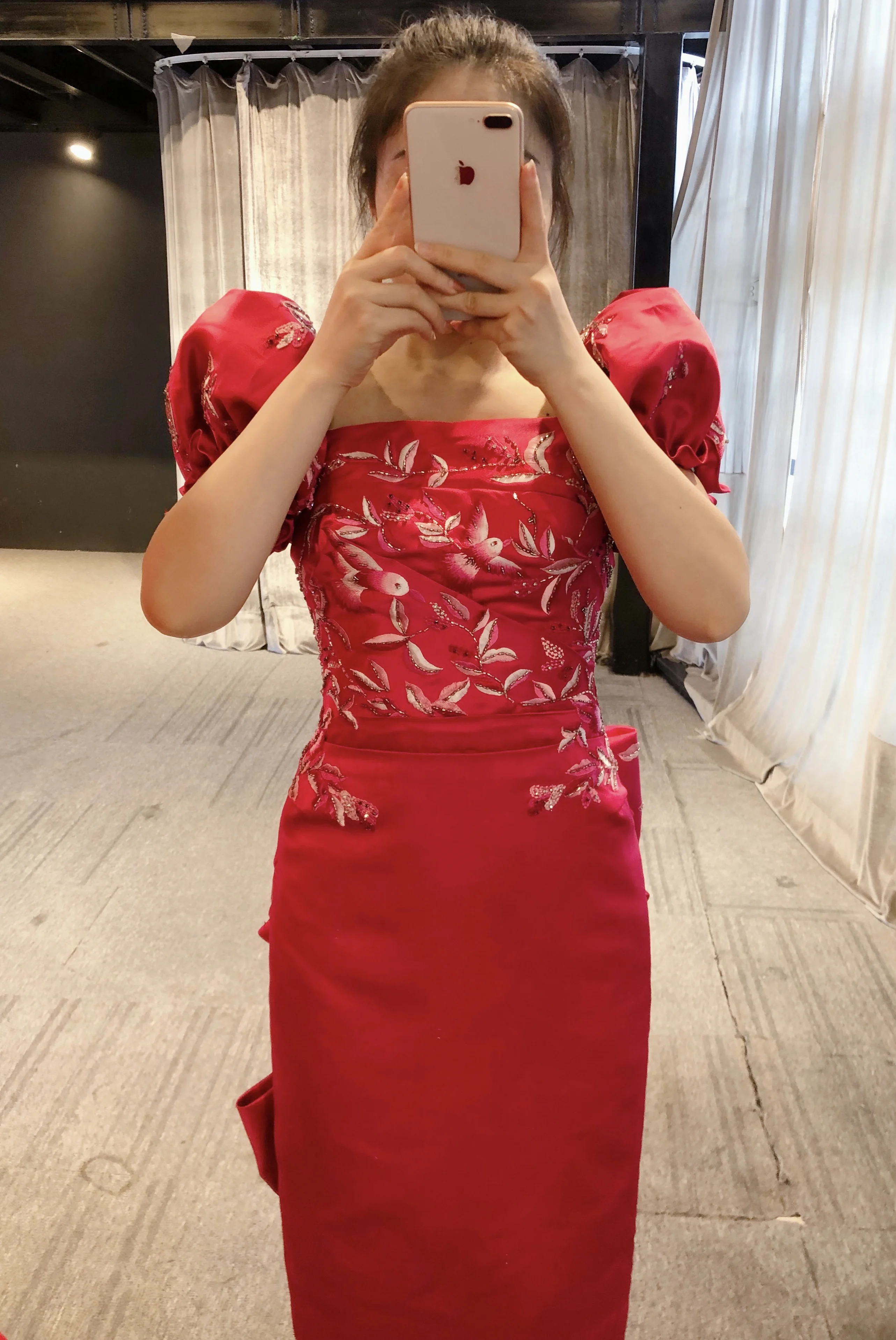 Marchesa – robe de soirée rose Fuchsia, avec manches bouffantes et  broderies de perles, robe de haute qualité avec nœud, photo réelle, 2023