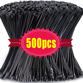 1000/100 ชิ้นพลาสติกสายผูกไนลอน Self - locking สายไฟสายรัดปรับสายยึด Loop Home Office ลวด Zip Ties 1