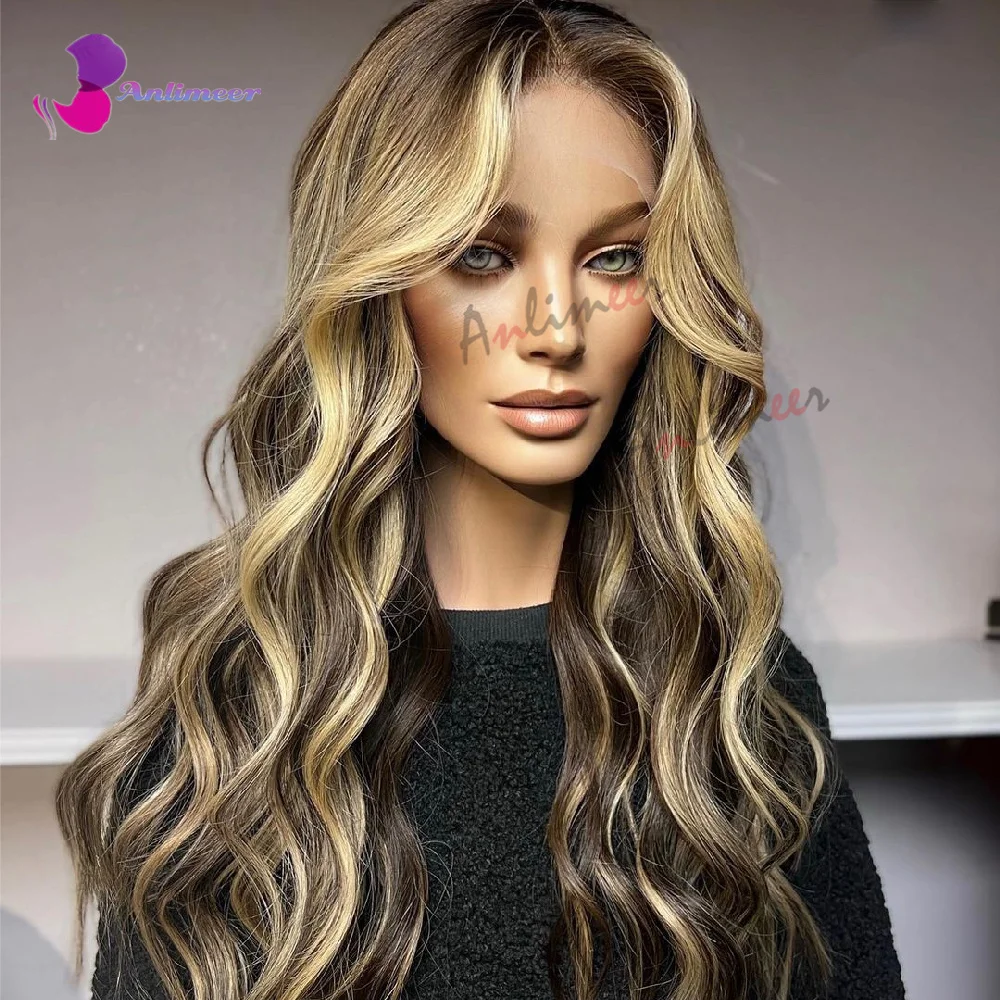 Gemarkeerde Pruik Honingblonde Balayage Pruik Voor Dames Kant Pruiken/Zijden Basis Pruik/360 Lace Frontale Pruiken/Full Lace Pruik