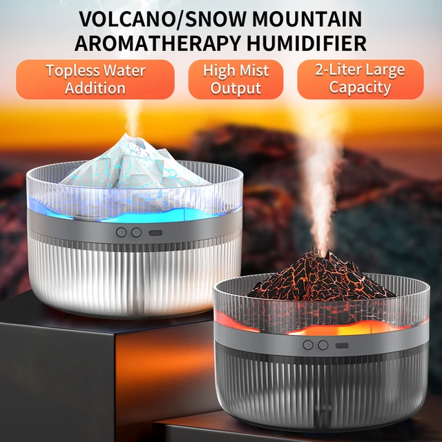 2025 Air Humidifier 2L Purifier Aroma Diffuser Volcanic iceberg Night Light USB Ultrasonic Large capacity Cool Mist Sprayer 5