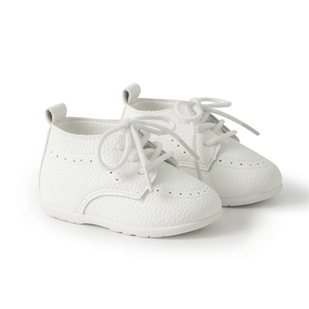 Meckior New Baby Shoes Retro Leather Boy Girl Shoes Toddler Rubber Sole Anti-slip First Walkers Newborn Infant Baby Crib Shoes 5