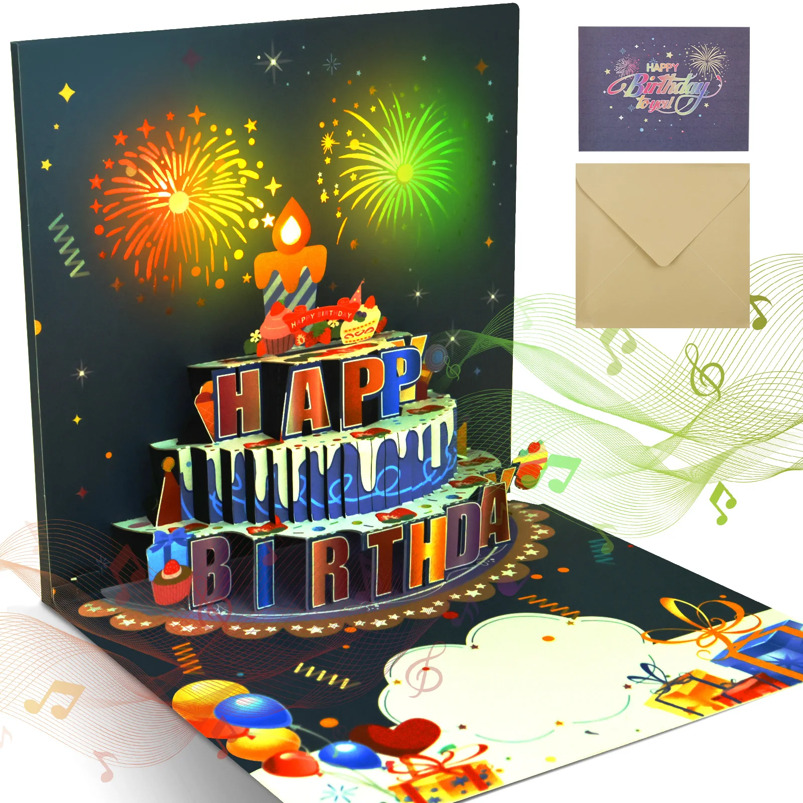 Tarjetas de cumpleaños con luces y sonido, tarjeta de feliz cumpleaños  emergente, fuegos artificiales emergentes 3D, tarjetas de felicitación de  cumpleaños para mujeres y niños, regalos - AliExpress, image size:1600x1600