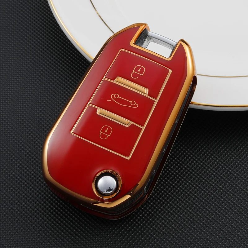 TPU Flip Folding Key Fob Cover Case For Citroen C3 C4 Berlingo For Peugeot 208 2008 301 308 3008 RCZ 508 408 2008 307 Key Case Cover Shell