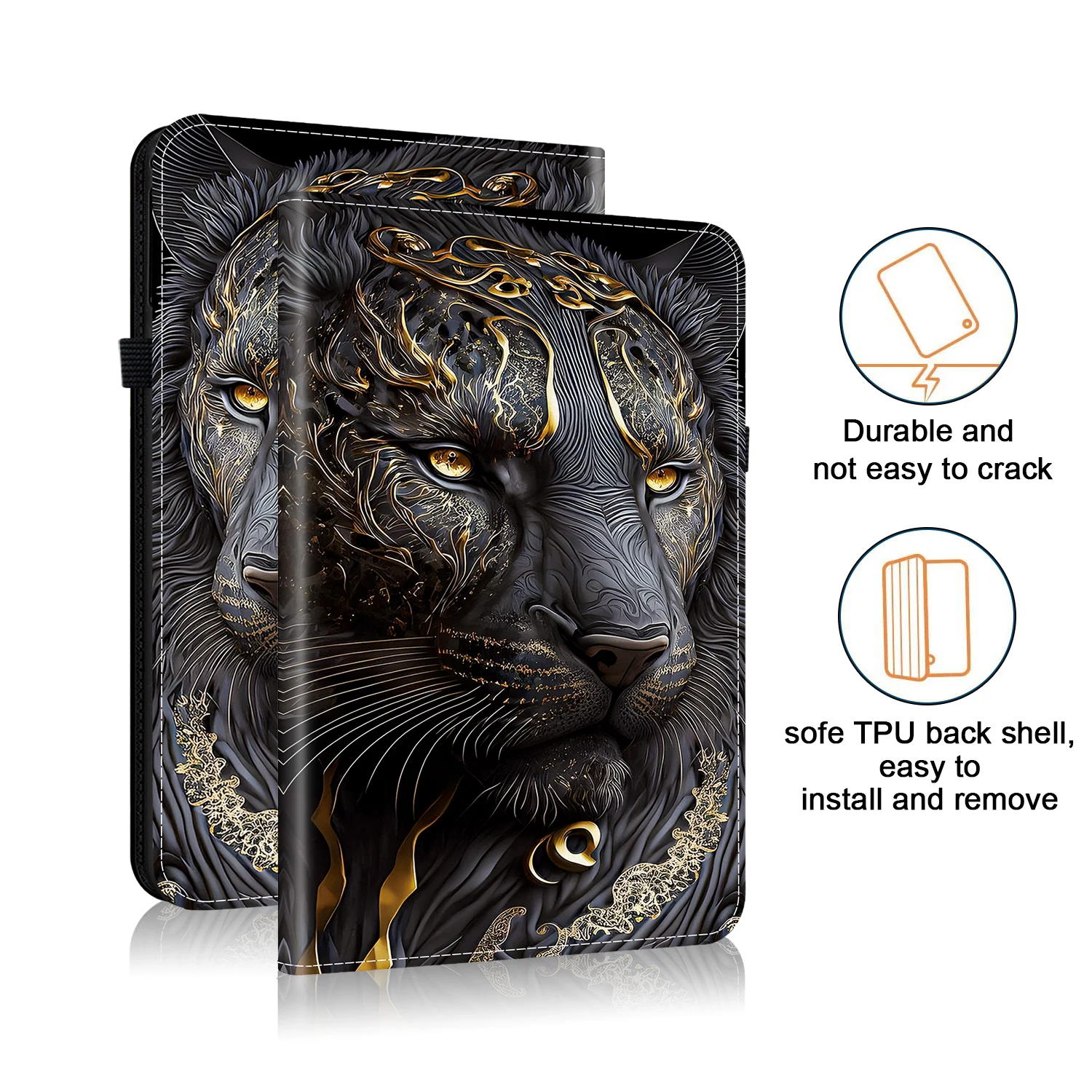 3D Cute Cats PU Leather Tablet Cover with Stand, 11-inch