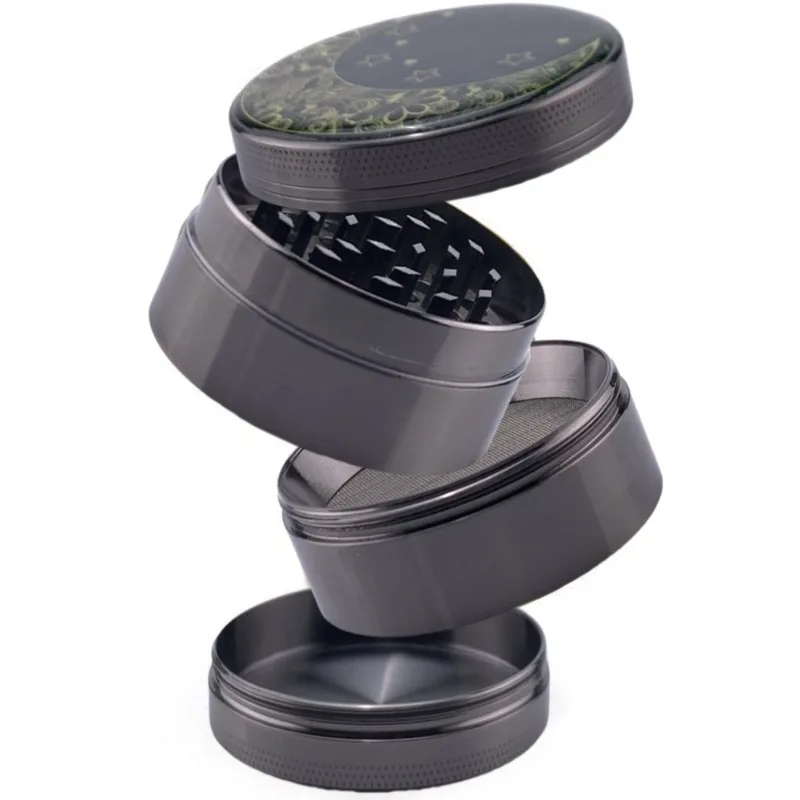 2.5 Inch Zinc Alloy Moon Herb Grinder Portable 4 Sections Spice Grinder Cigarette Shredder Kitchen Gadget Smoking Accessories