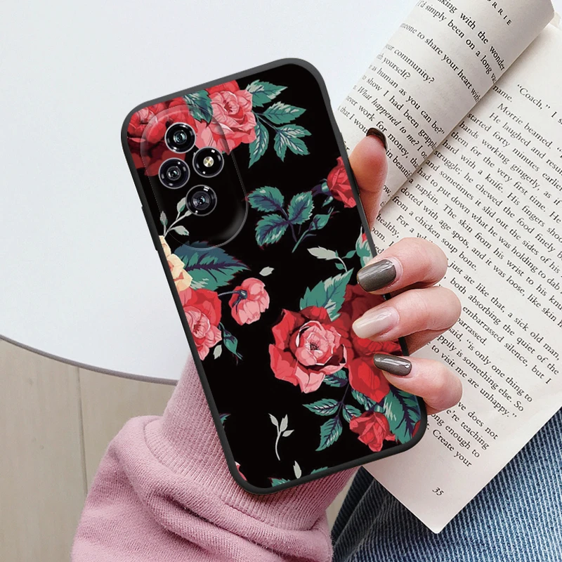 Beautiful Floral Heart and Leopard Print Soft Silicone Matte Protective Case