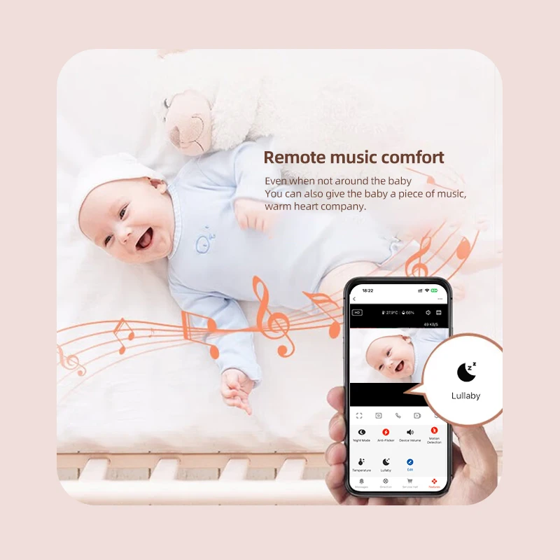 Wireless Baby Monitor Baby monitor tuya smart Wifi video mobile phone remote monitoring camera with temperature sound detection infrared night vision