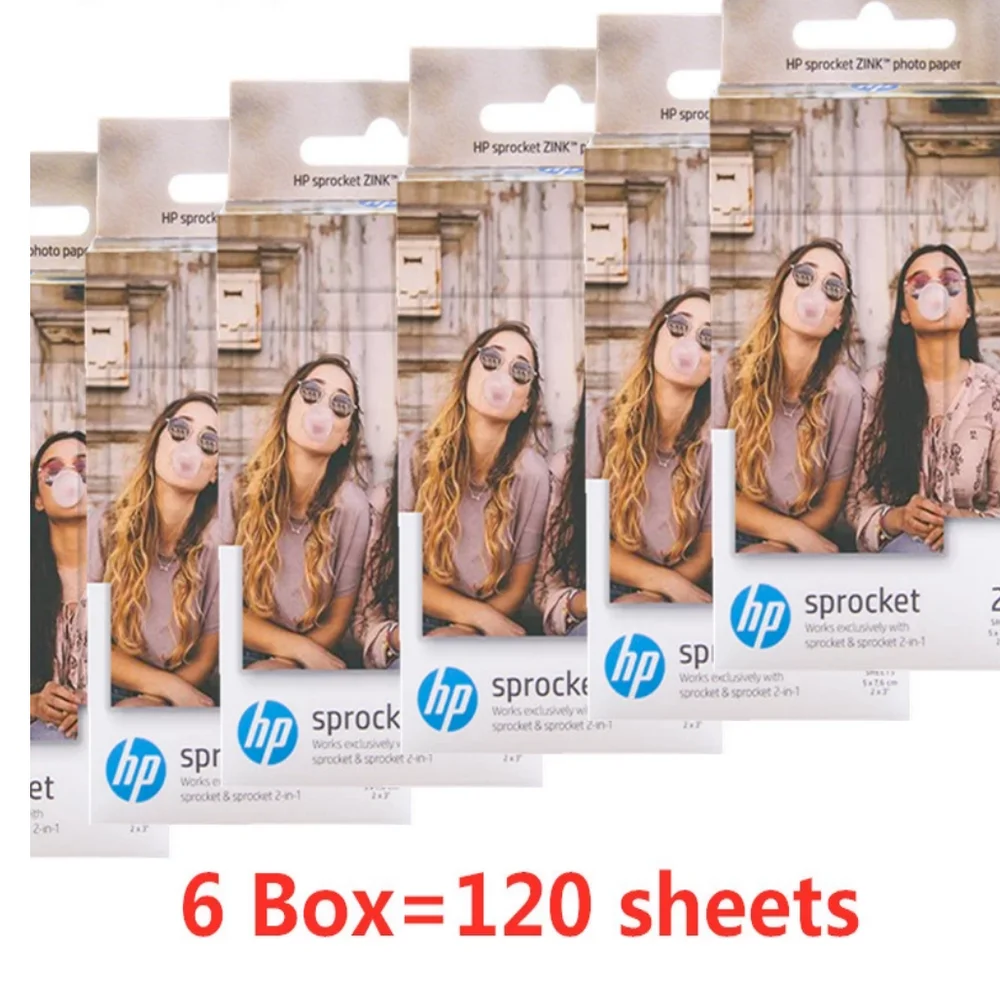 5 Pack HP Sprocket Photo Paper Sheets, Exclusively for HP Sprocket Portable  Photo Printer, (2x3-inch), 100 Sticky-Backed Sheets