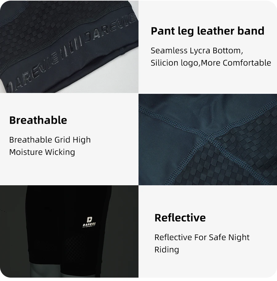 Darevie Radhose 3D Gel Pad Herren Radhose atmungsaktiv Berg 6 Stunden Fahrt mtb Straße Damen Downhill Radler Shorts – Detail 3