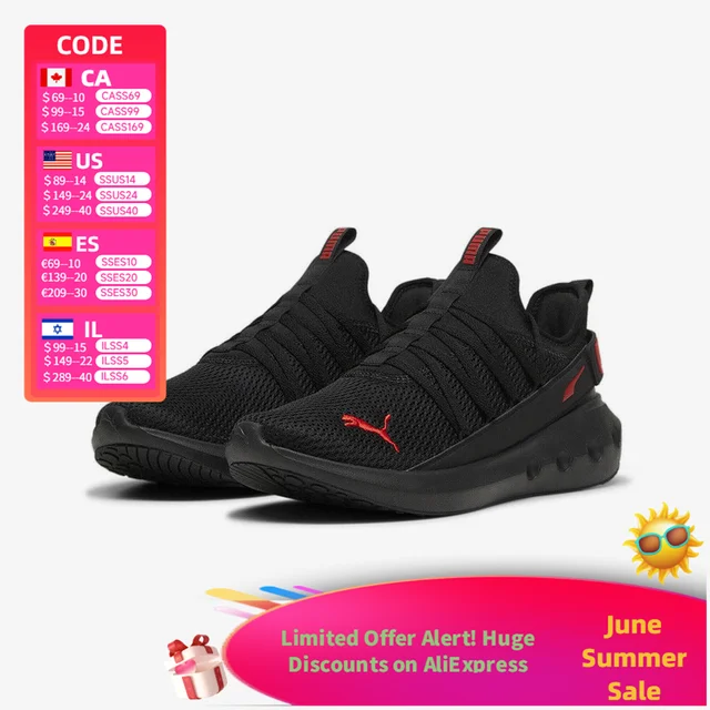 PUMA SOFTRIDE Carson Fresh, chaussures de course décontractées à tige basse avec amorti et rebond minimalistes, coloris noir et rouge 310155-04 1