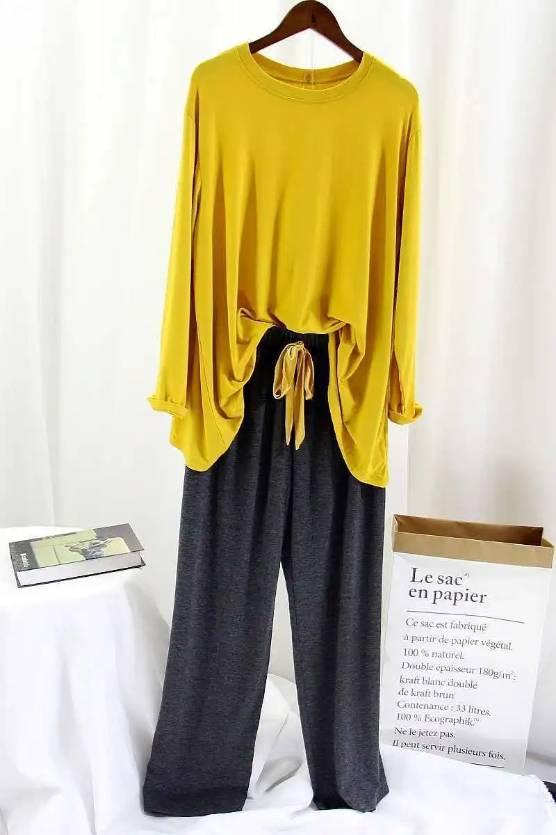 Manches longues Modal Pamas ensemble femmes à manches longues pantalon 2 pièces/costume Cool Homewear survêtement 2020 mode Sexy automne grand_voghion.com