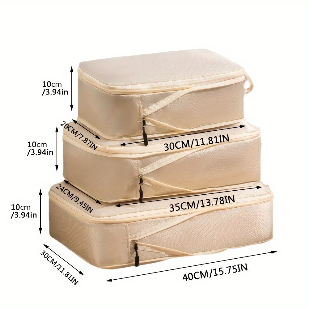 Travel Essentials Compression Packing Cubes Set, Compressible and Expandable Luggage Organizers