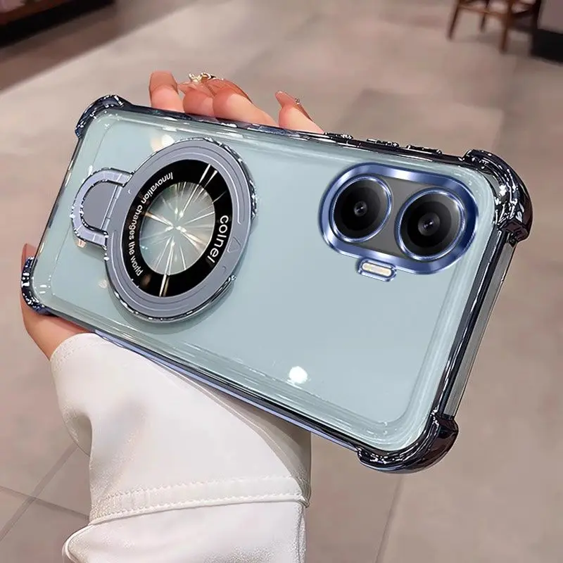 Luxury Airbag Electroplating Bracket TPU Shockproof Bumper Case Cover