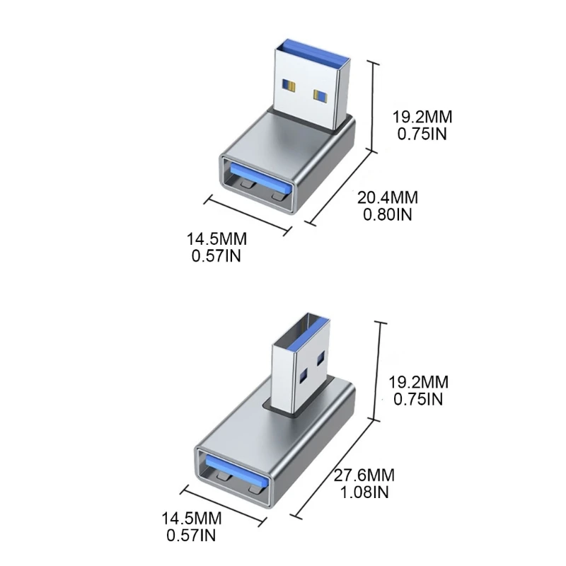 Usb 3.0 a Macho para Fêmea Extensão Conector Adaptador 90 Graus Esquerda Direita Acima para Baixo Angular Laptop pc Carregadores Usb Conversor - Imagem 2