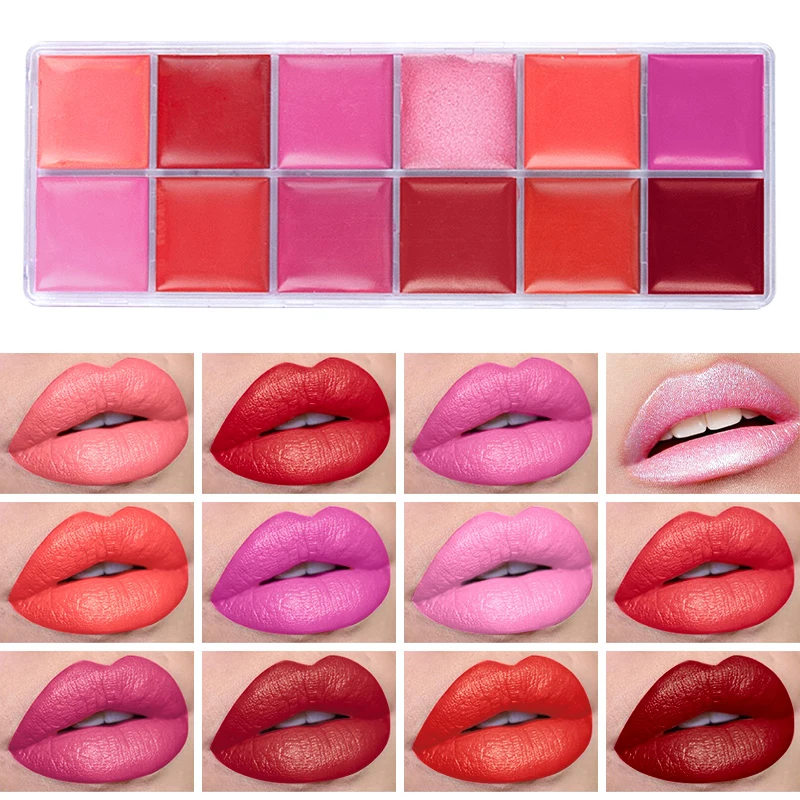 12 Colors Women Moisturizing Long Lasting Lip Gloss Palette Girls Nude Cosmetic Makeup Lip Tools Lipstick Female 2