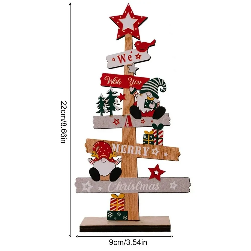 thumbnail image 1 of Adorno de escritorio de árbol de Navidad de madera, placa con letrero de Feliz Navidad de Papá Noel, decoración navideña para el hogar, regalo de Año Nuevo 2025, 1 of 5