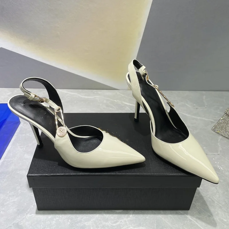 Sandales pointues à talons hauts pour femmes, chaussures de banquet à la mode, talon fin, bouche peu profonde, strucBaotou en métal, printemps, été, nouveau, 2023