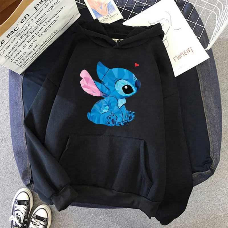 New Y2k Grunge Funny Y2k Christmas Sweatshirt Lilo Stitch Disney Cartoon Hoodies Women Cute Stitch Anime Manga Hoody Female