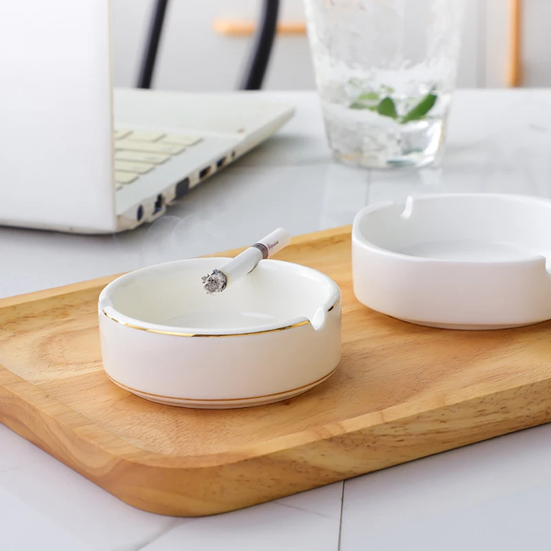 Ceramic Ashtray for Cigarette Home Office Portable Round