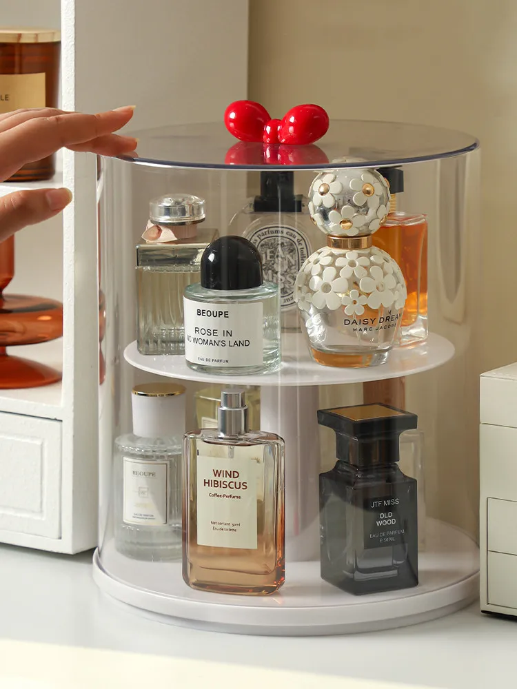 360° Rotating Perfume Storage Box Dust-proof Acrylic Organizer for Makeup Perfume Cosmetic Storage Rack Perfume Holder Shelf 3