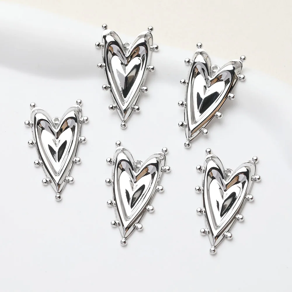 6PCS 14K Gold Plated Heart Pendant Jewelry Making Supplies