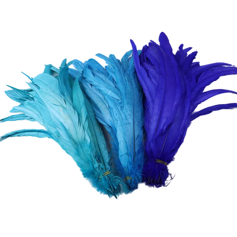 100pcs Blue Carnival Rooster Tail Feathers 25-30cm 30-35cm for Crafts Headdress Party Clothing HeadWear Decor Pheasant Plumas pheasant feathers rooster feathers craft feathers natural feathers