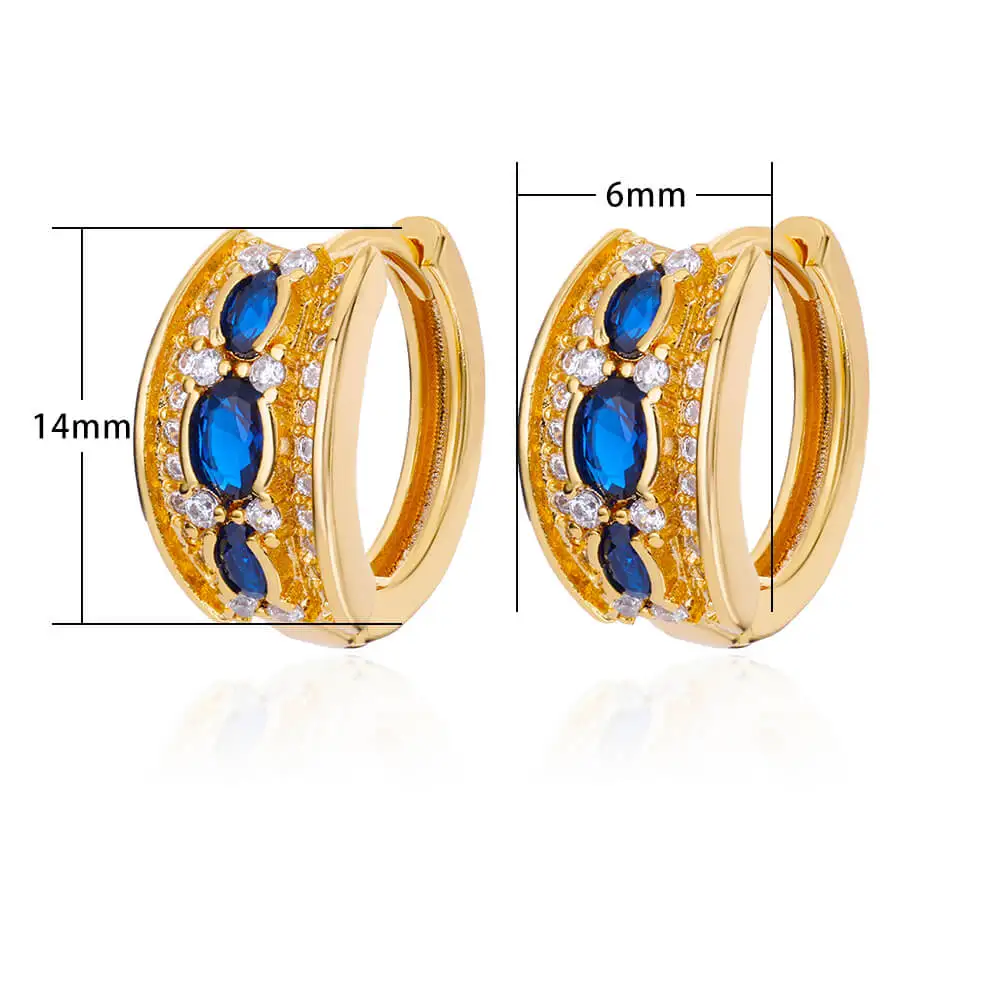 Zircon Blue Oval Earrings For Women Stainless Steel Hoop Earring 2023 Trending Design Wedding Aesthetic Party Jewelry Gift