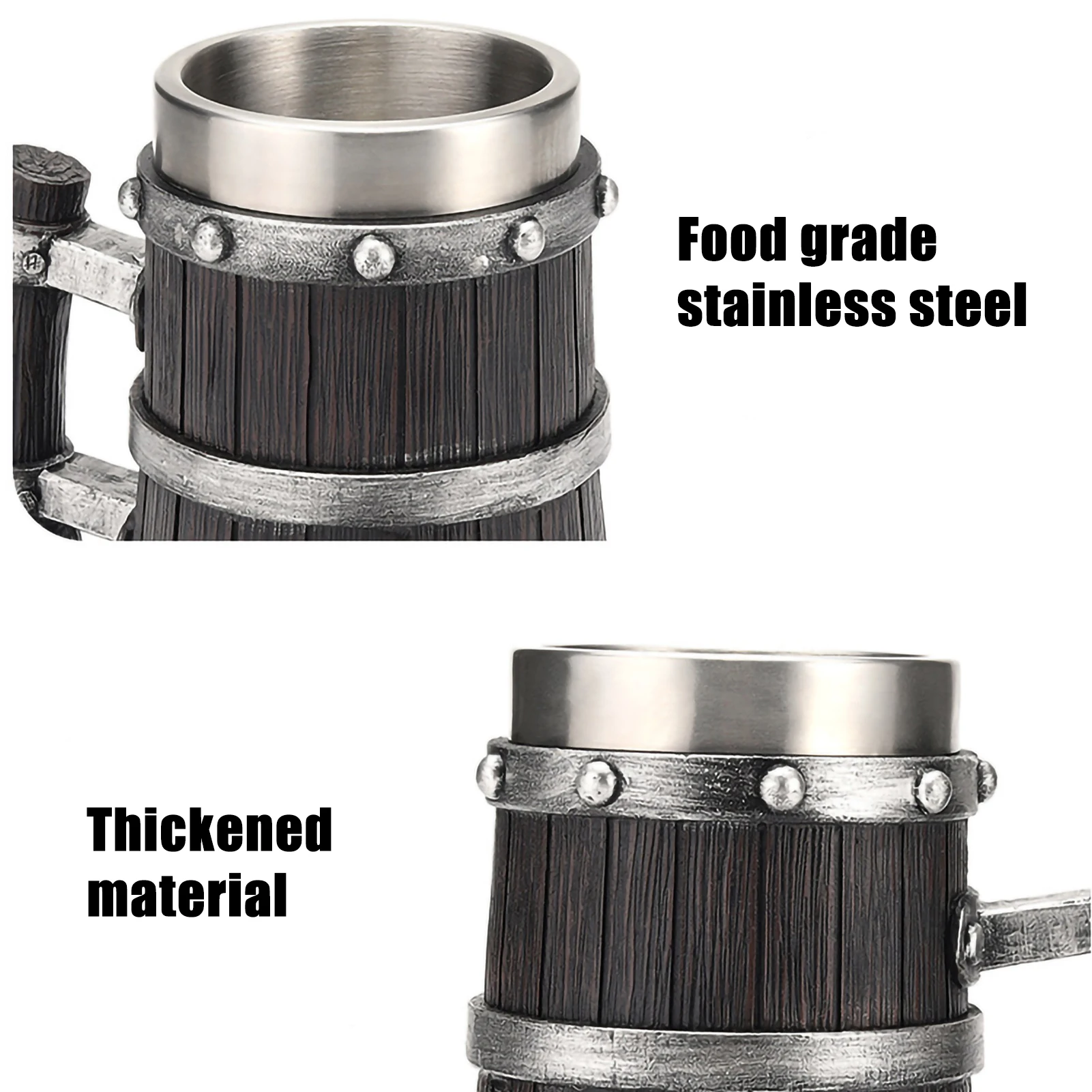 Original Viking Drinking German large wooden barrel beer mug Stainless Steel Barrel Beer Cup wine water glass large capacity
