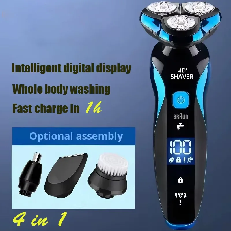 Electric Shaver 4D For Men Electric Hair Clipper USB Rechargeable Professional Hair Trimmer Cutter Wet-Dry Use electric shaver