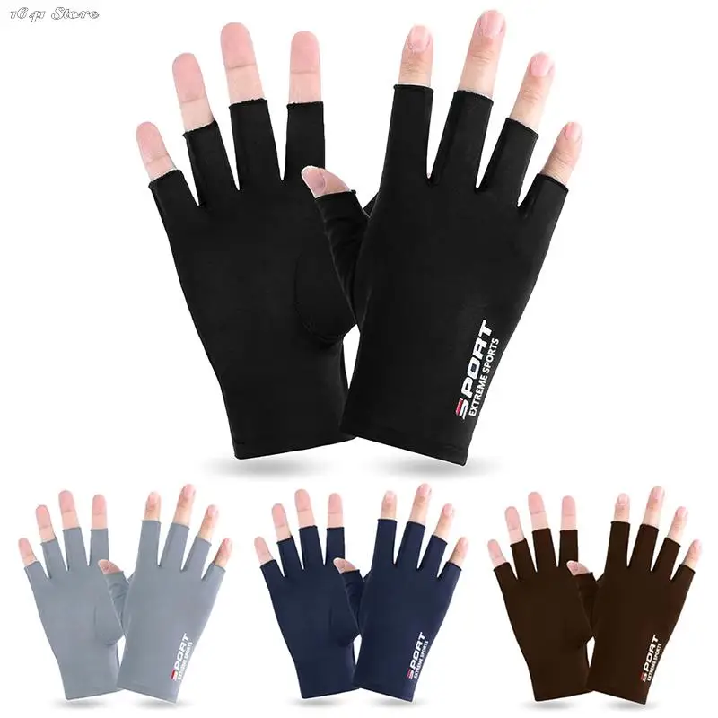 1 Pair Anti-UV Men Women Fishing Gloves Sunscreen Antiskid Spring Summer Ice Cool Breathable Cycling Sport Gloves Fishing cycling gloves fishing gloves