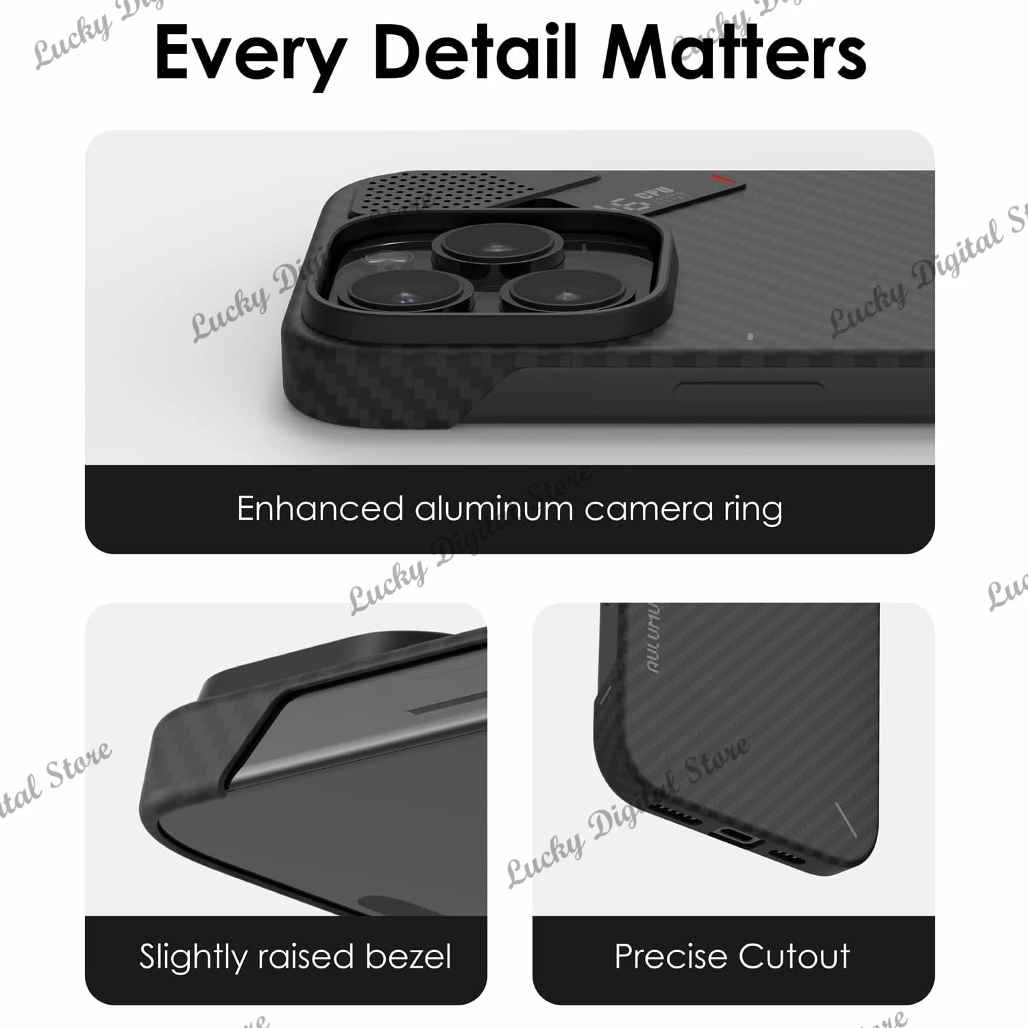 Aulumu A16 Aramid Fiber Case Ultra Slim Lightweight Real Cooling Aluminum Camera Frame Compatible with MagSafe for iPhone 16 Pro 6
