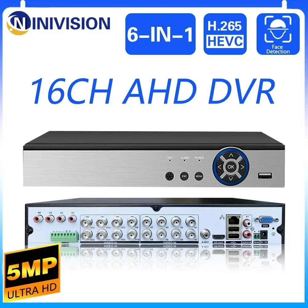 

16 Channel AHD DVR 5MP 16CH AHD/CVI/TVI DVR 2592*1944 5MP CCTV Video Recorder Hybrid DVR NVR HVR 6 In 1 Alarm Security System