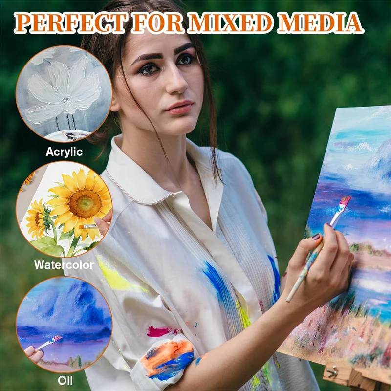 40Pcs 플랫 페인트 브러쉬 나무 손잡이 얇은 페인트 브러쉬 그림 그리기용 공예용 작은 페인트 브러쉬 청소 접착제 적용용