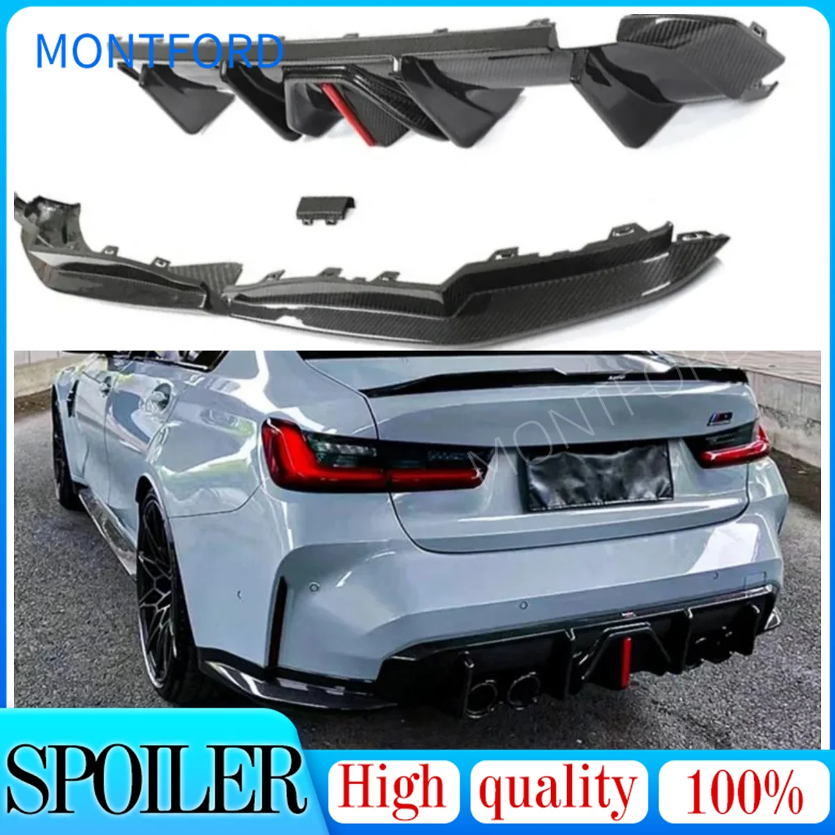 

Dry Carbon Fiber Material Rear Bumper Diffuser Splitter Chin Spoiler Bodykit For BMW G80 G82 M3 M4 Car Tuning Accessories Parts