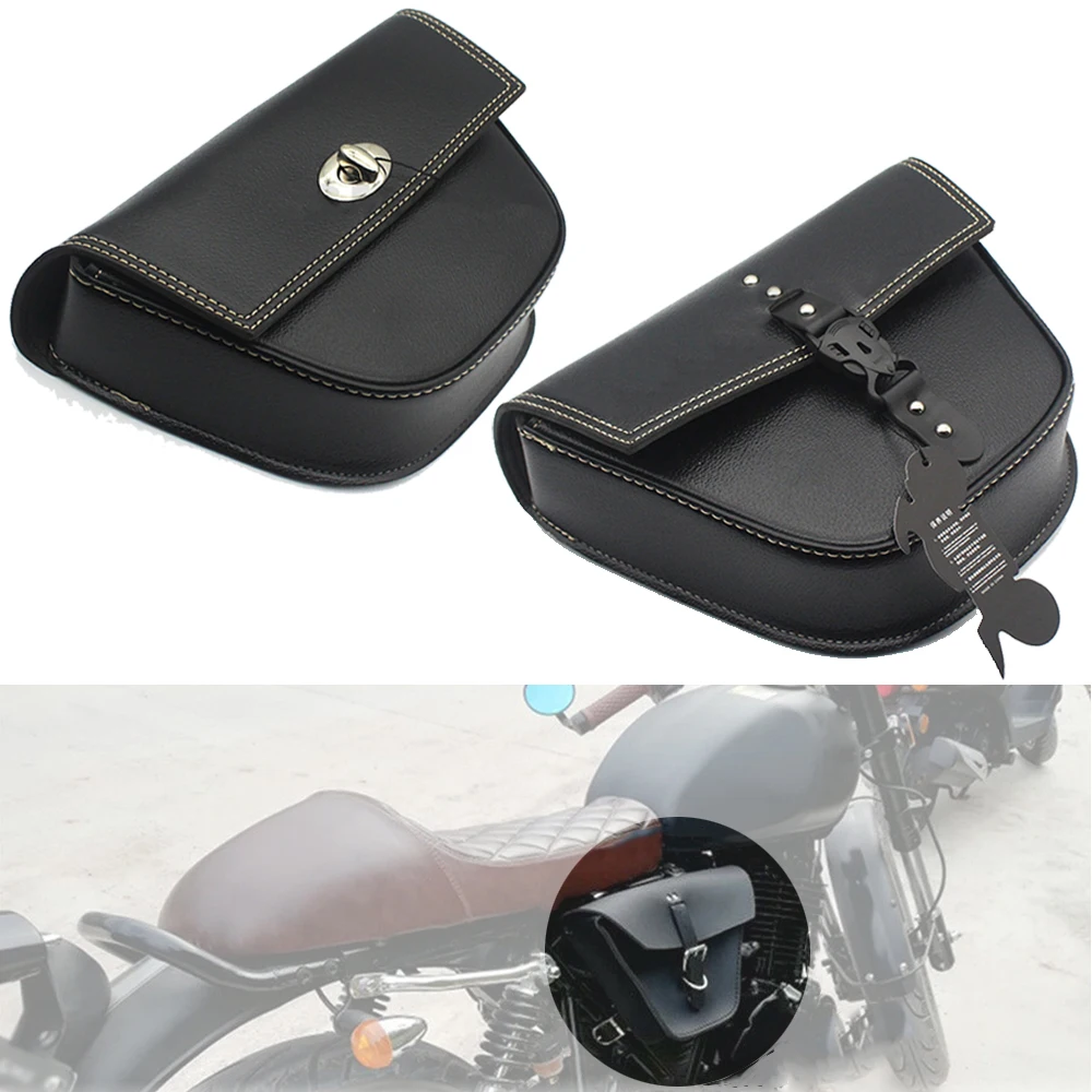 

Motorcycle Saddlebag Triangle PU Leather Luggage Side Bag Storage Tool Pouch Bag Universal For Harley Cafe Racer ATV Custom Bike
