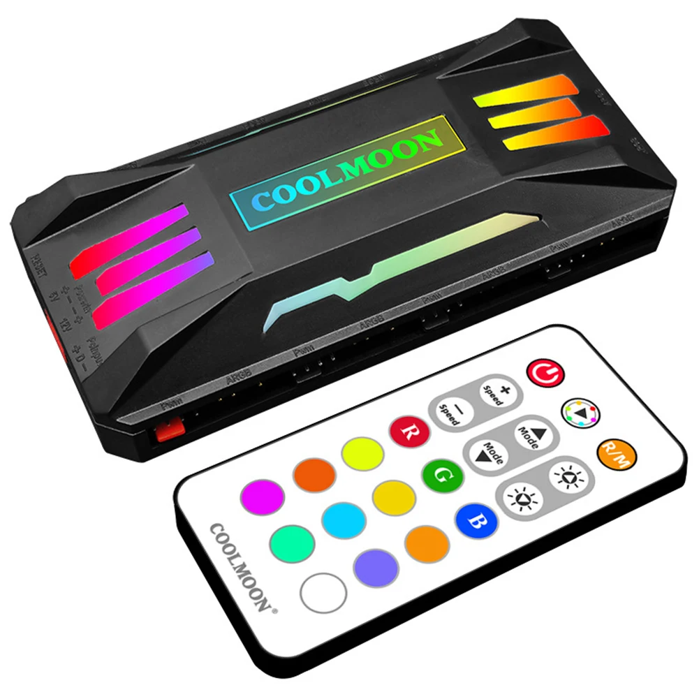 Contrôleur Hub RGB Pour PC - 8 Ports PWM 4 Pins + 10 Ports ARGB 3 Pins 5V - Avec Télécommande - Neuf Sous Blister