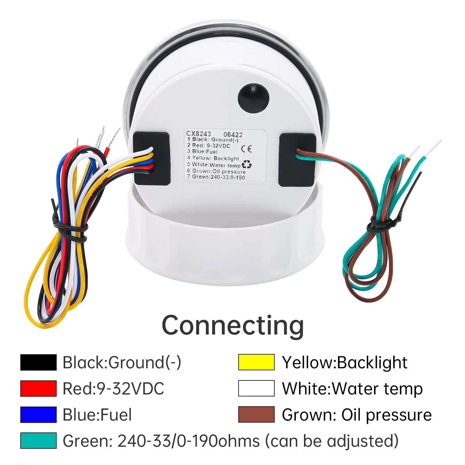 85mm Water Temp + Oil Pressure + Fuel Level + Voltage Gauge 4 In 1 Meter With Alarm Oil Press Sensor 1/8NPT For Car Boat Yacht