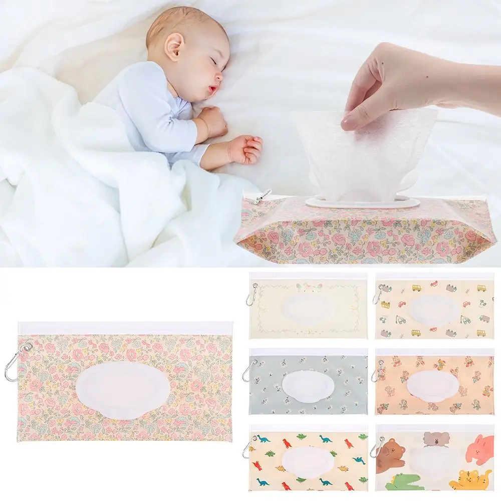 

EVA Wet Wipes Bag Flip Cover Cosmetic Pouch Cute Stroller Accessories for Baby Product Outdoor Home