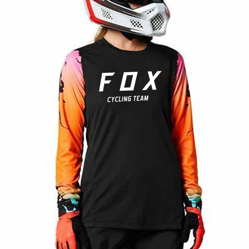 Ropa de equipo de ciclismo fox para mujer, camisetas de de secado rápido en color negro, maillot de motocross y mtb, de verano de | - AliExpress