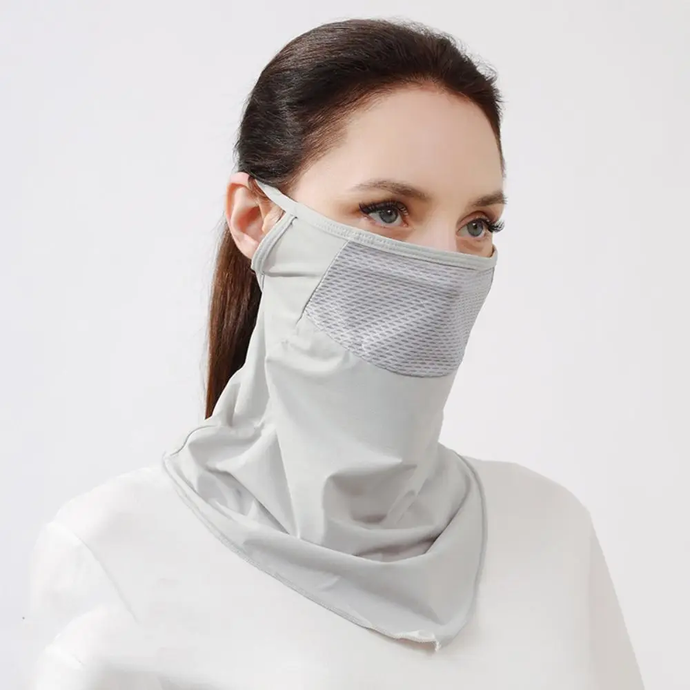 UV Protection Ice Silk Mask Solid Color Summer Face Scarves Neck Wrap Cover Neck Wrap Cover Sun Proof Bib Face Cover Cycling