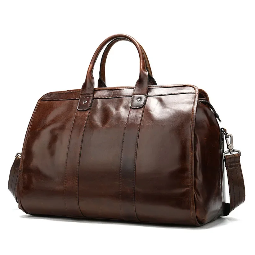 

Men genuine cow leather travel bags durable duffel tote big capacity large shoulder bag business male weekend handbag