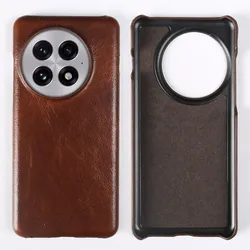 Luxury Smooth Genuine Leather Handmade Phone Case Cover - OnePlus 15T (Light Brown 5302)