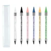 1Pc Art White Dual-head Wax Pen with Diamante Embellishment and Rhinestone Picker, Crystal Rhinestone Applicator Manicure Tool 1