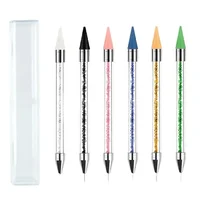 1Pc Art White Dual-head Wax Pen with Diamante Embellishment and Rhinestone Picker, Crystal Rhinestone Applicator Manicure Tool 1