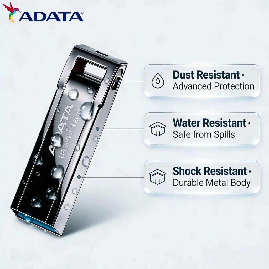ADATA 128GB USB 3.2 Gen1 고속 플래시 드라이브 100MB/s 메탈 미러 방수 내충격 저장 장치 (학교/업무용)