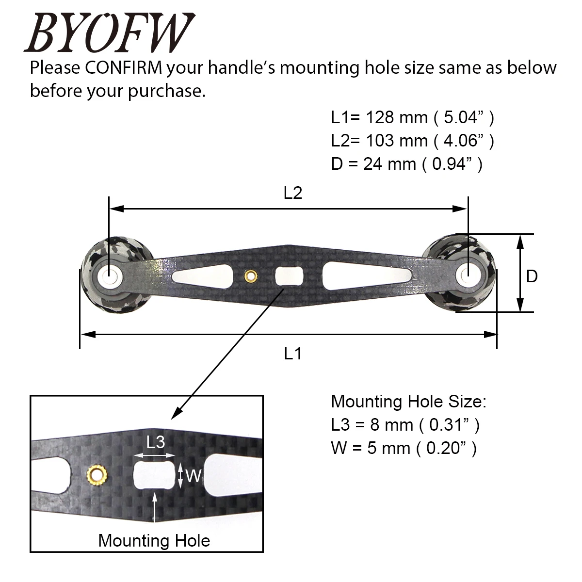 BYOFW Carbon Fiber Drum Trolling Baitcasting Fishing Reel Handle Long Straight Drag DIY Repair For Abu Garcia Daiwa Replacement 2