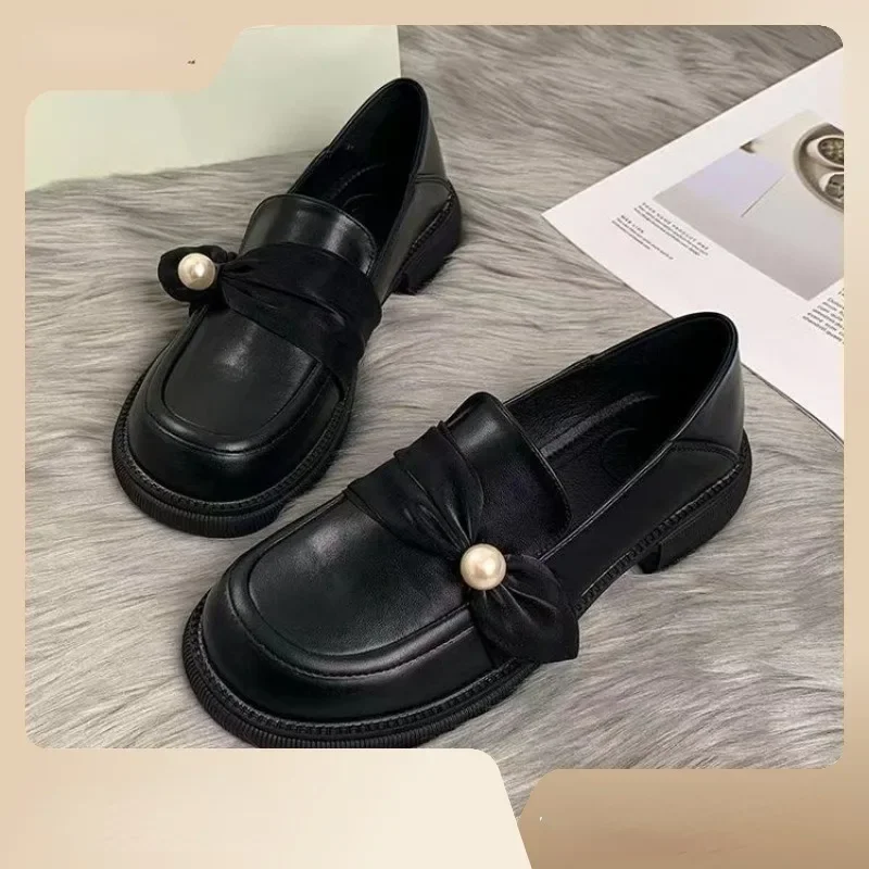 

Zapatillas British Flat Shoes for Women Spring Autumn Black Loafers Shoe Comfort Leather Shoe One Foot Single Shoe حذاء رياضي