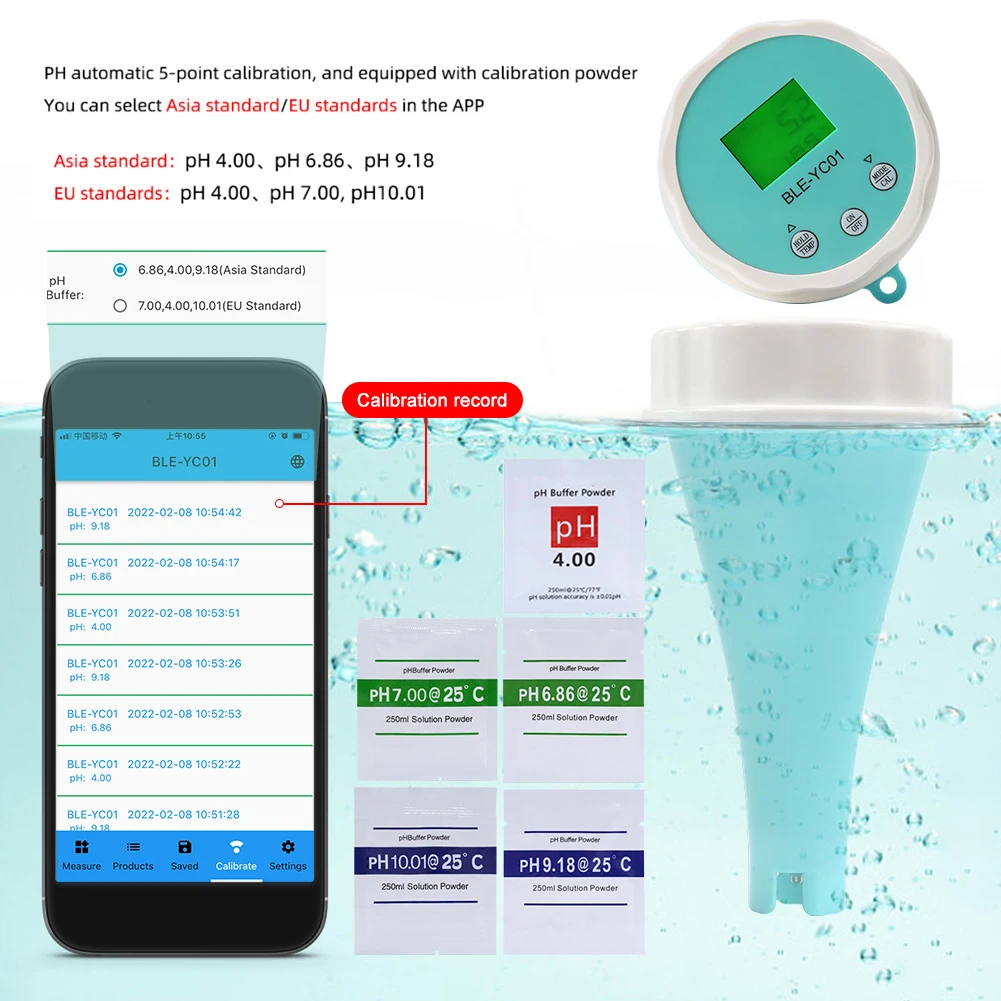 Water Quality Detector 6 in1 Water Quality Detector PH EC TDS ORP CL Temperature for Swimming Pool